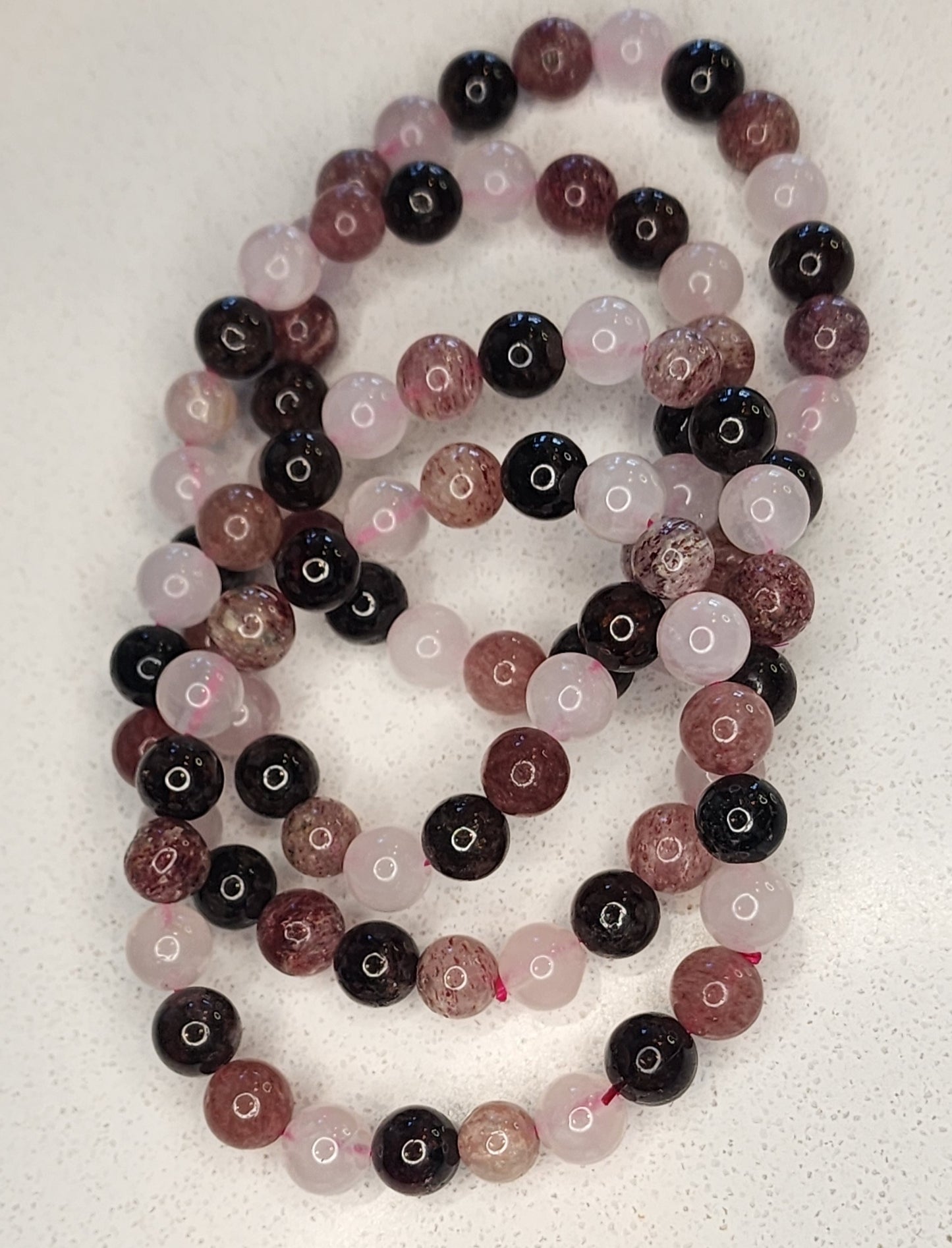 Heart Chakra Bracelet-Rose Quartz, Garnet, and Strawberry Quartz