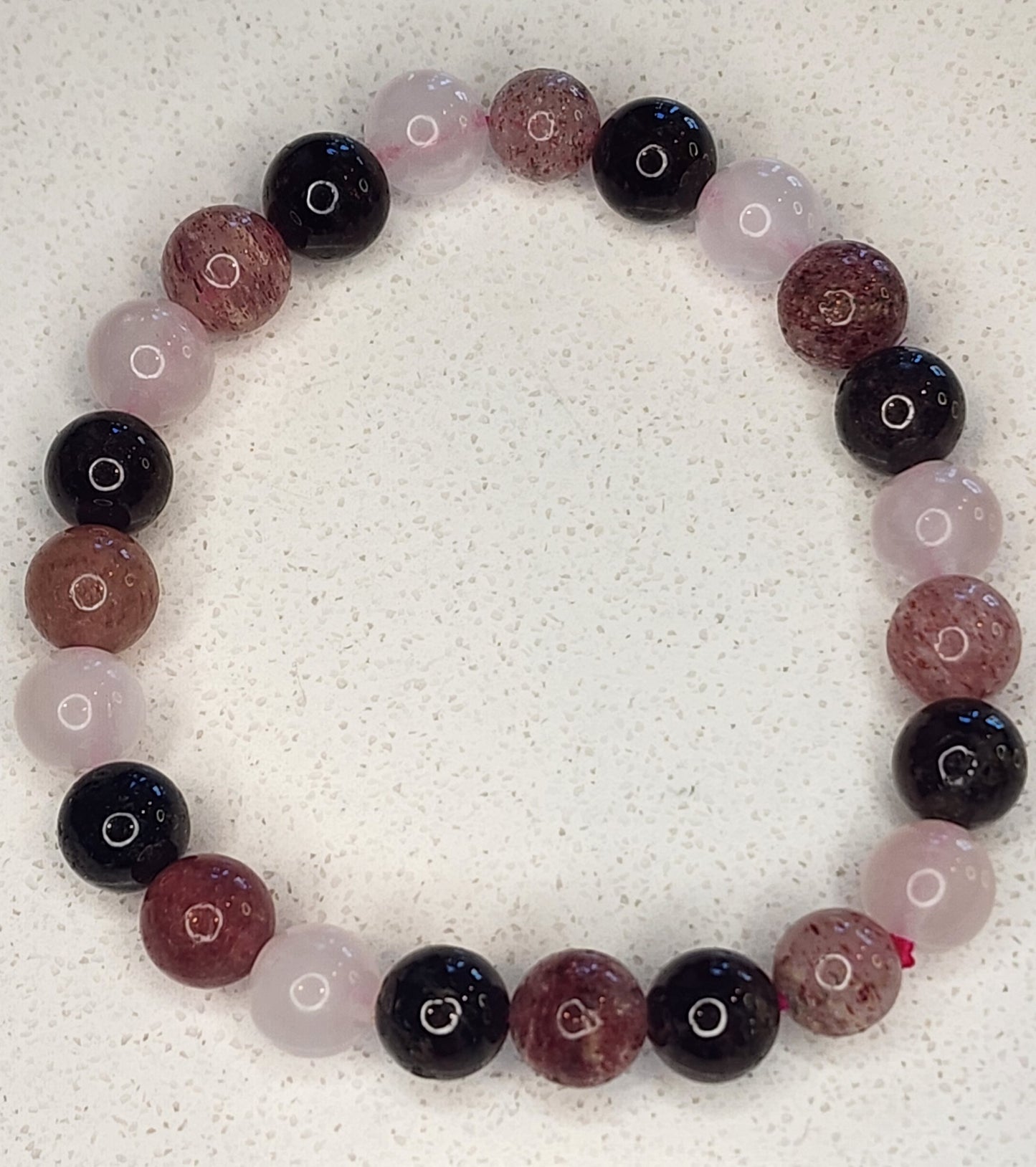 Heart Chakra Bracelet-Rose Quartz, Garnet, and Strawberry Quartz