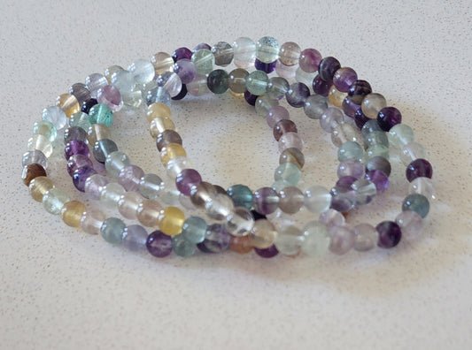 Rainbow Fluorite Bracelet- Mental Clarity, Weight Management, Protects Aura