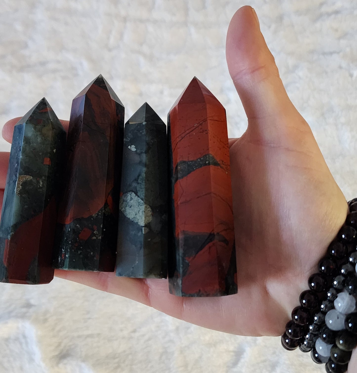 Bloodstone Tower Point- Good fortune, Intuition, Alignment, Good Mood