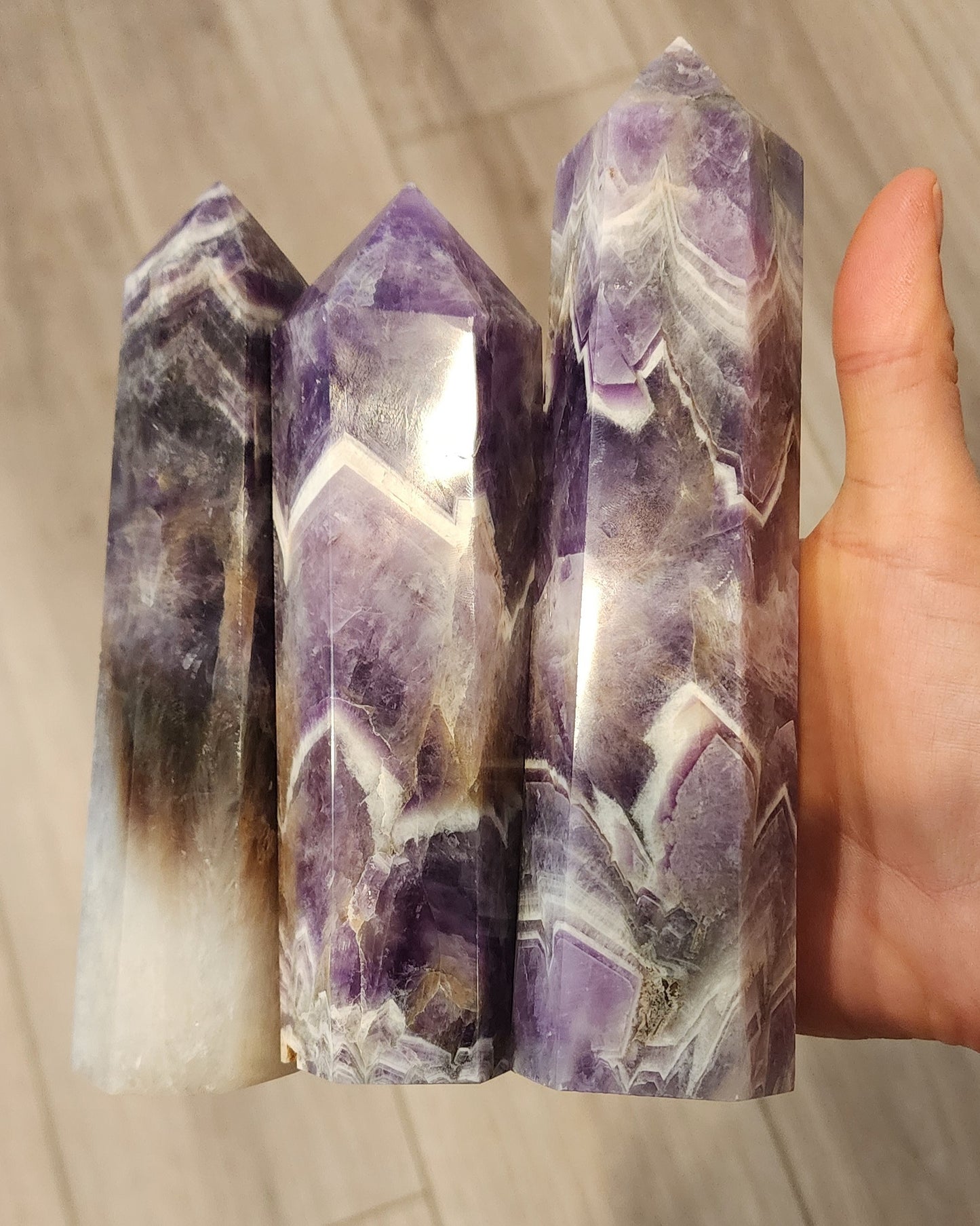 Chevron Amathyst Tower- Stress Relief, Peace, Spiritual Awareness, Increased Focus, Mood Swings, Protection