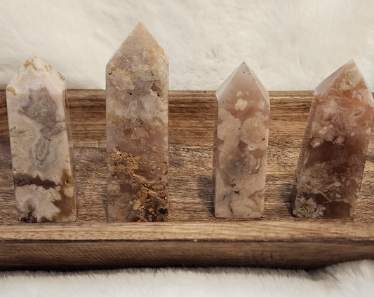 Flower Agate Tower Point - Personal Growth, Nurturing Energy, Feminine Power, Emotional Support