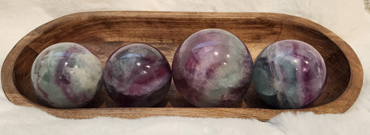 Fluorite Watermelon Spheres - Protects Aura, Focus, Clarity, Protection, Prevent Weight Gain, Healing