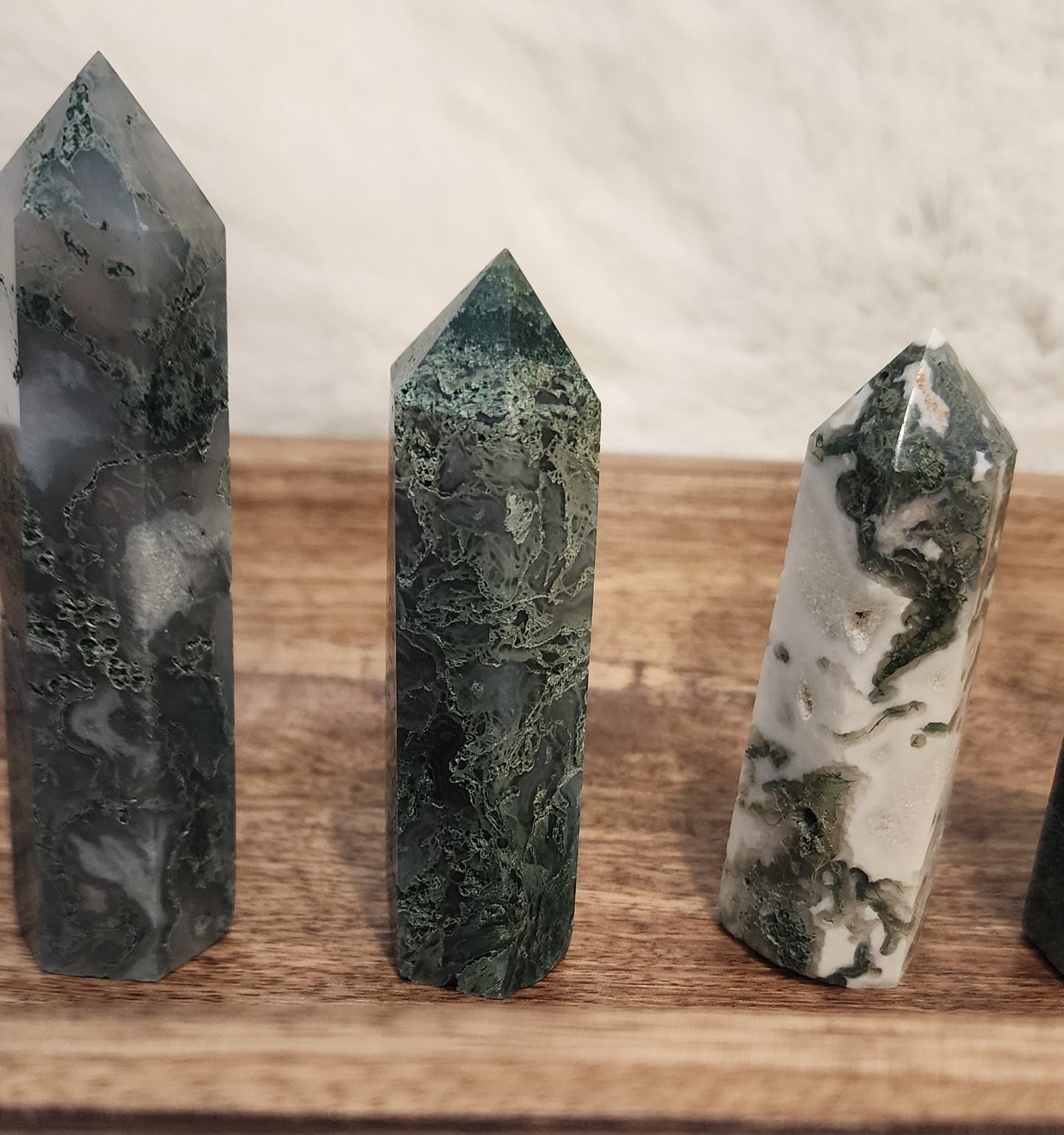 Moss Agate Tower Point- Focus, Success, Prosperity, Emotional Balance, Abundance