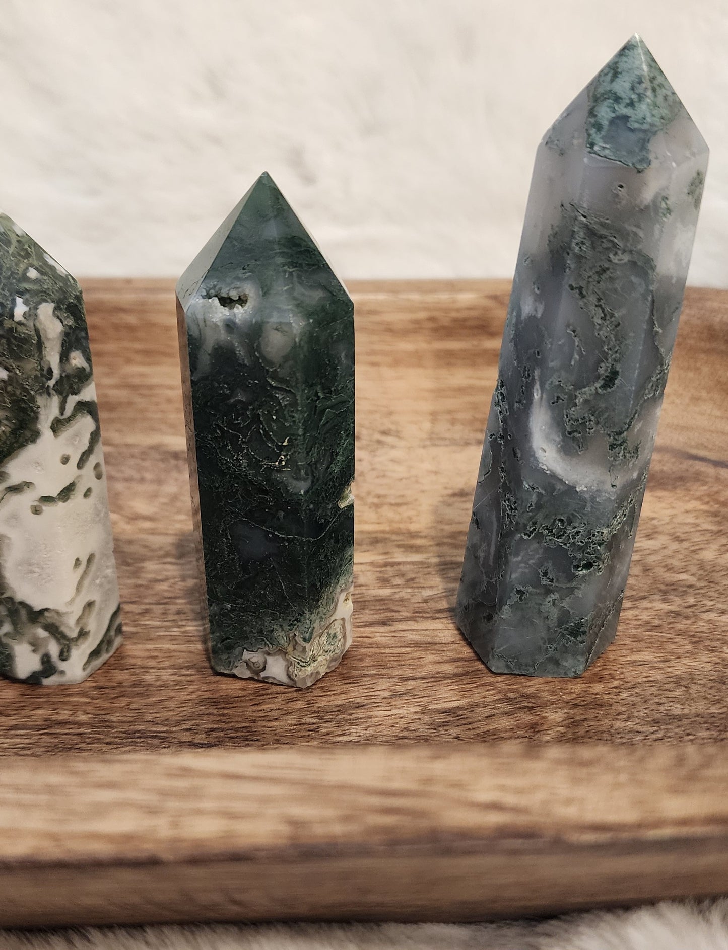 Moss Agate Tower Point- Focus, Success, Prosperity, Emotional Balance, Abundance