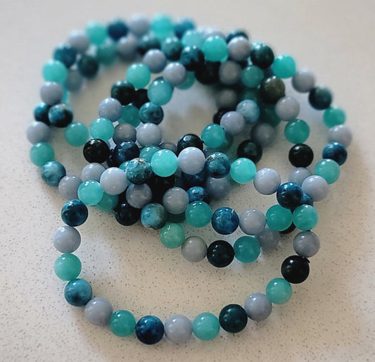 Throat Chakra Bracelet- Amazonite, Apatite, and Angelite