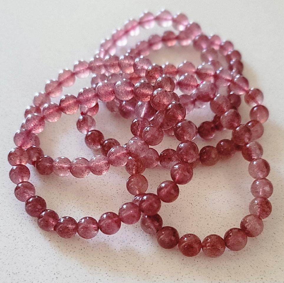 Strawberry Quartz Bracelet - Love, Harmony, Gratitude, PTSD, Emotional Healing, Grief/Loss, Fertility, Libido