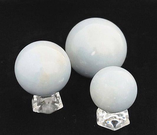 Angelite Sphere - Serenity, Spiritual Connection, Communication, Compassion, Weight Release