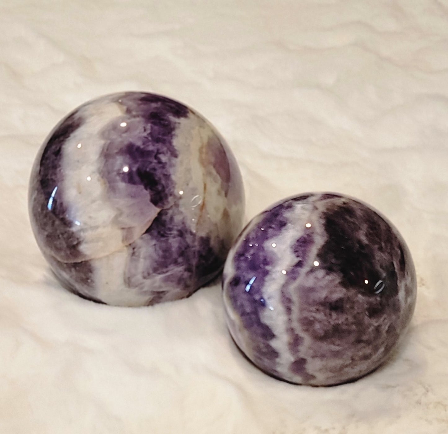 Chevron Amathyst Sphere- Stress Relief, Peace, Spiritual Awareness, Increased Focus, Mood Swings, Protection