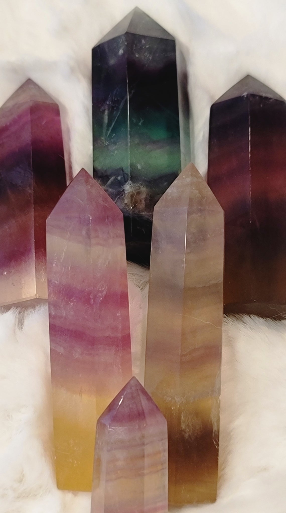 Fluorite Tower & Point - Protects Aura, Focus, Clarity, Protection, Prevent Weight Gain, Healing